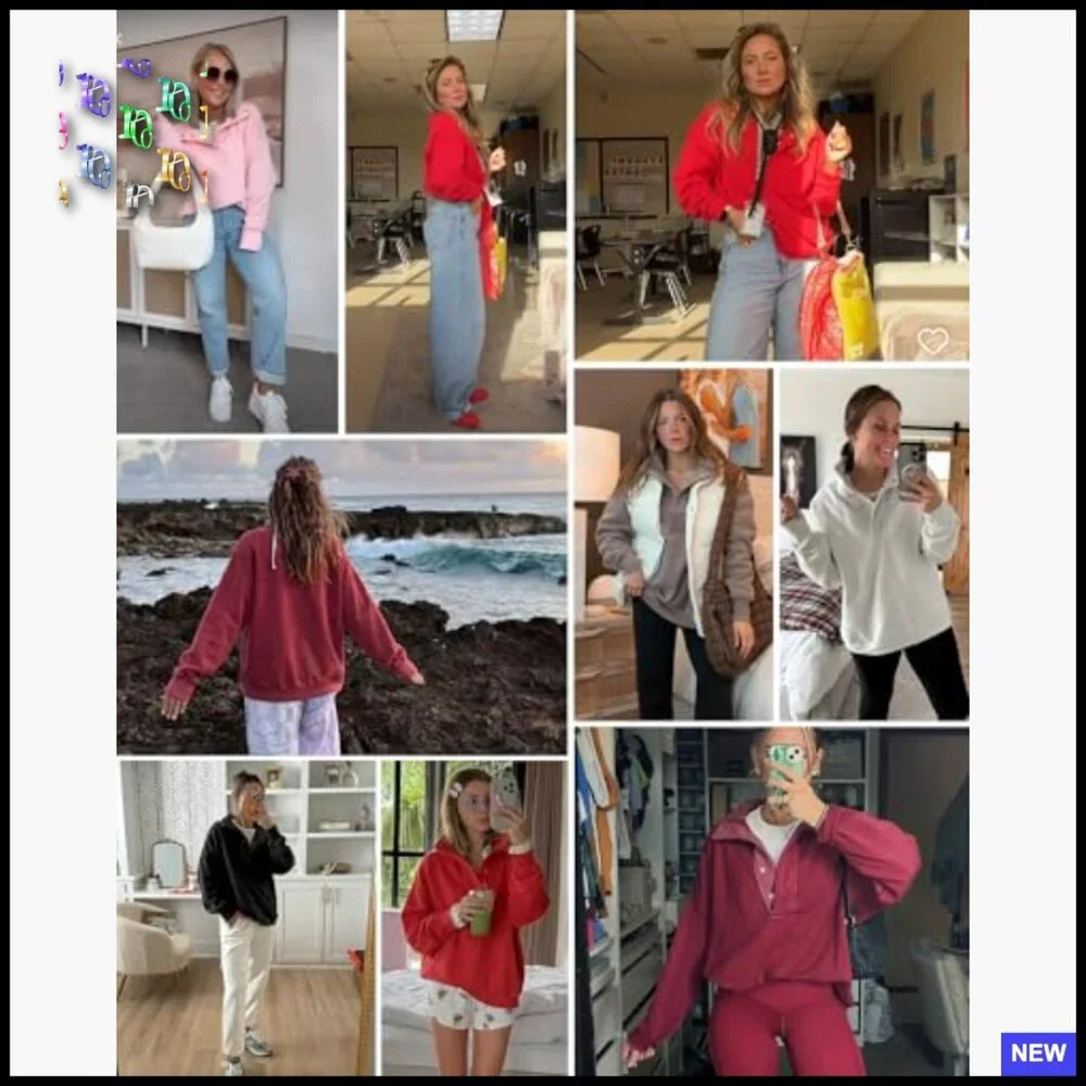 Oversized Button Front Sweatshirt Y2K Casual Pullover Long Sleeve Cotton Blend - Picture 2 of 7